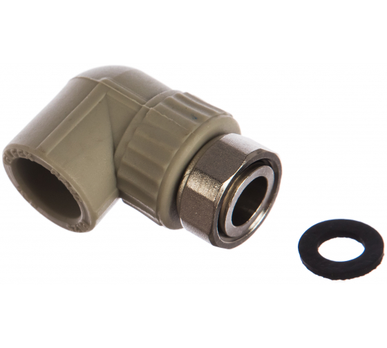 Угольник 25 х 3/4 с накидной гайкой, полипропиленовый, белый