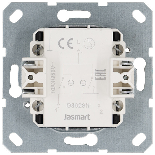 Jasmart Выключатель двухклавишный со светодиодами 10A 250V~ с накладкой, цвет Антрацит