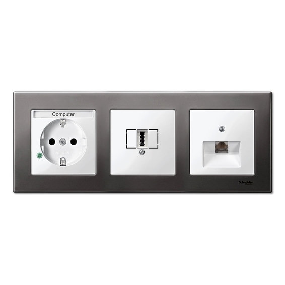 Рамка 3 поста Schneider Electric MERTEN M-ELEGANCE, серый родий, MTN403314