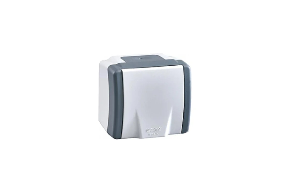 Розетка на 1 пост без заземления Mono Electric Octans IP54 16A 250В бело-серый 154-020006-116