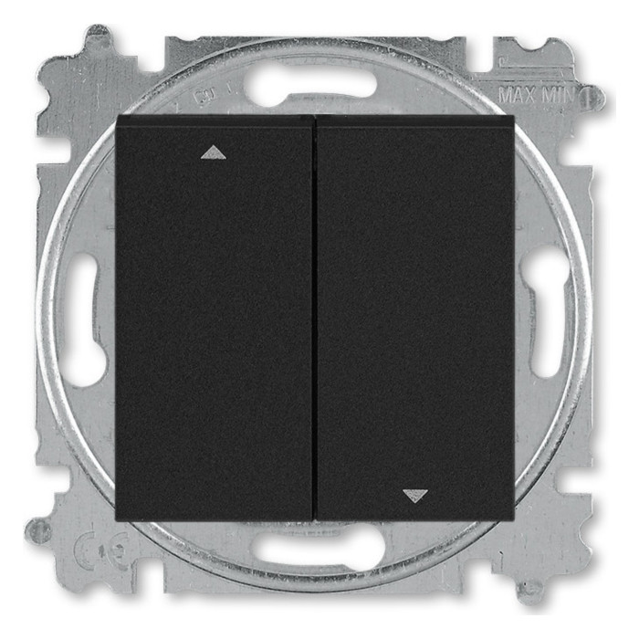 Выключатель для жалюзи двухклавишный ABB LEVIT, механический, антрацит // дымчатый черный, 2CHH598945A6063