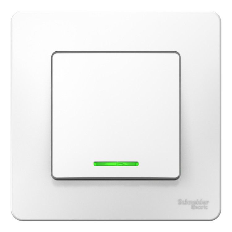 Выключатель одноклавишный Schneider Electric BLANCA с подсветкой, белый, BLNVS006111