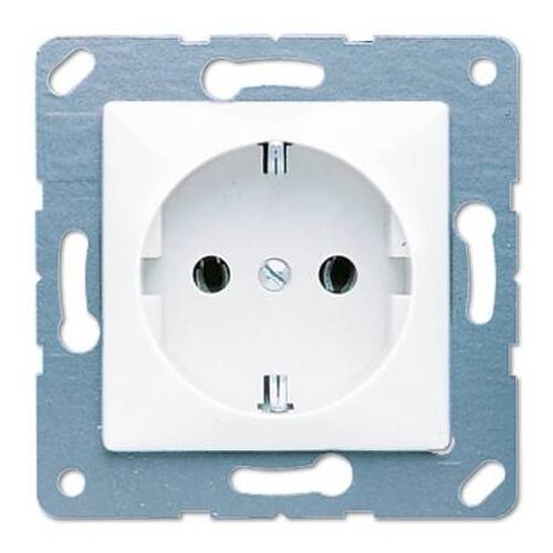 Розетка Jung CD 500, скрытый монтаж, с заземлением, белый, CD120WW