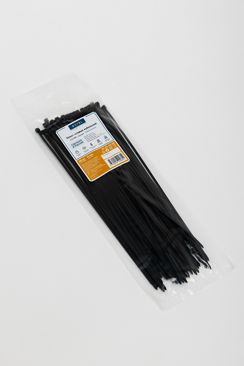 Хомут-стяжка кабельная 3,6х300 нейлон черн (уп.100шт) DYNEL
